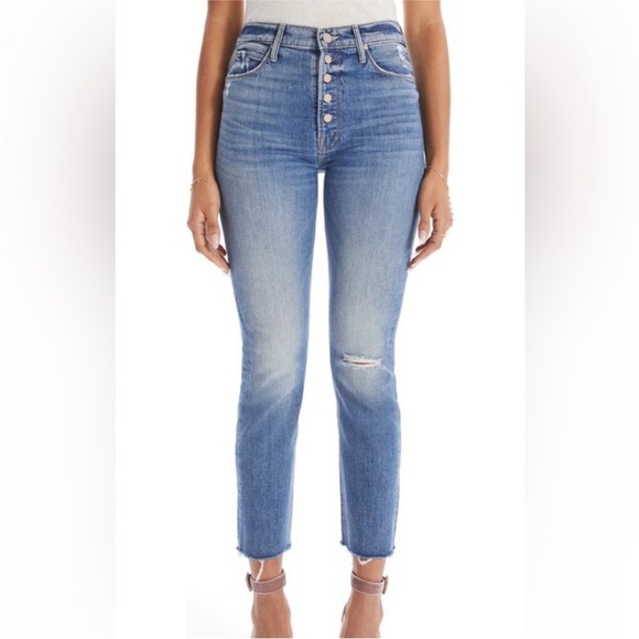 💕MOTHER💕 The Pixie Dazzler Ankle Fray Jeans ~ Love Pop Button Fly High Rise 26 - Picture 3 of 11